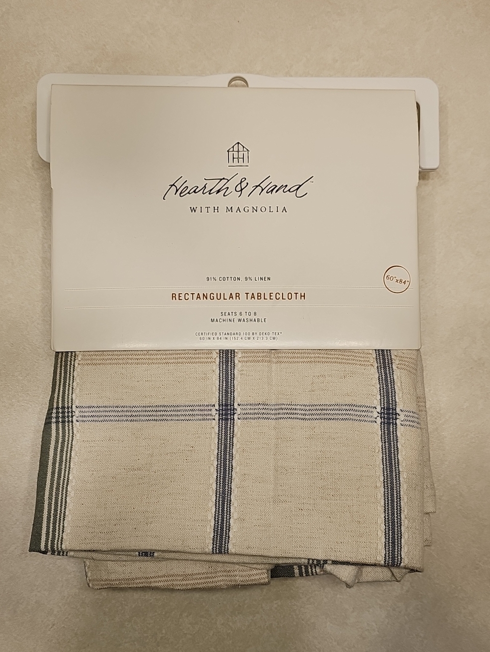 Hearth & Hand With Magnolia 60"×84" Rectangular Tablecloth Cream/Green/Blue
